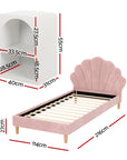 - King Single Velvet Bed Frame with Scallop Headboard & Bedside Table | Pink Baby Stork Furniture > Bedroom > Beds & Bed Frames