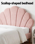 - King Single Velvet Bed Frame with Scallop Headboard & Bedside Table | Pink Baby Stork Furniture > Bedroom > Beds & Bed Frames