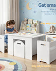 - Kids Table and Chair Set with Storage Box | White MDF Activity Table & 2 Chairs Baby Stork Baby & Kids > Kid's Furniture > Kid's Tables, Chairs & Seats
