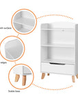 - Kids Bookshelf | 3-Tier Storage with Drawer & Open Shelving Keezi Baby & Kids > Kid's Furniture > Kid's Bookcases & Shelves