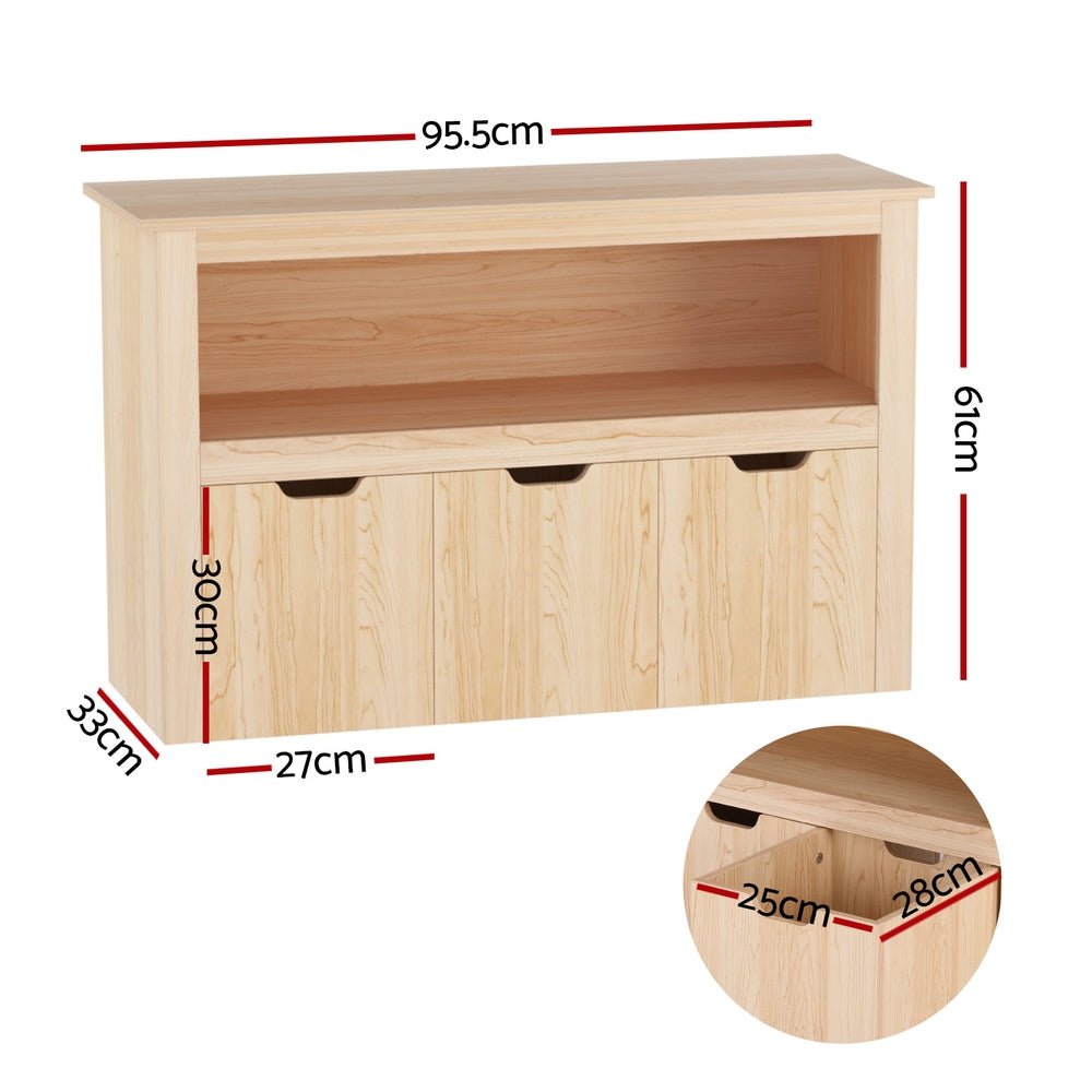 - 3-Drawer Kids Bookshelf – Wooden Toy & Book Storage Keezi Kids Furniture > Living Room > Bookcases & Shelves