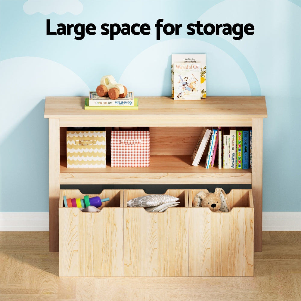 - 3-Drawer Kids Bookshelf – Wooden Toy & Book Storage Keezi Kids Furniture > Living Room > Bookcases & Shelves