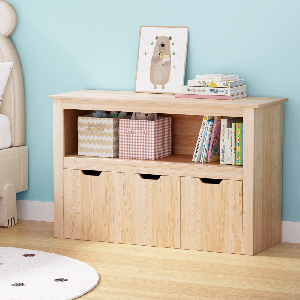 - 3-Drawer Kids Bookshelf – Wooden Toy & Book Storage Keezi Kids Furniture > Living Room > Bookcases & Shelves