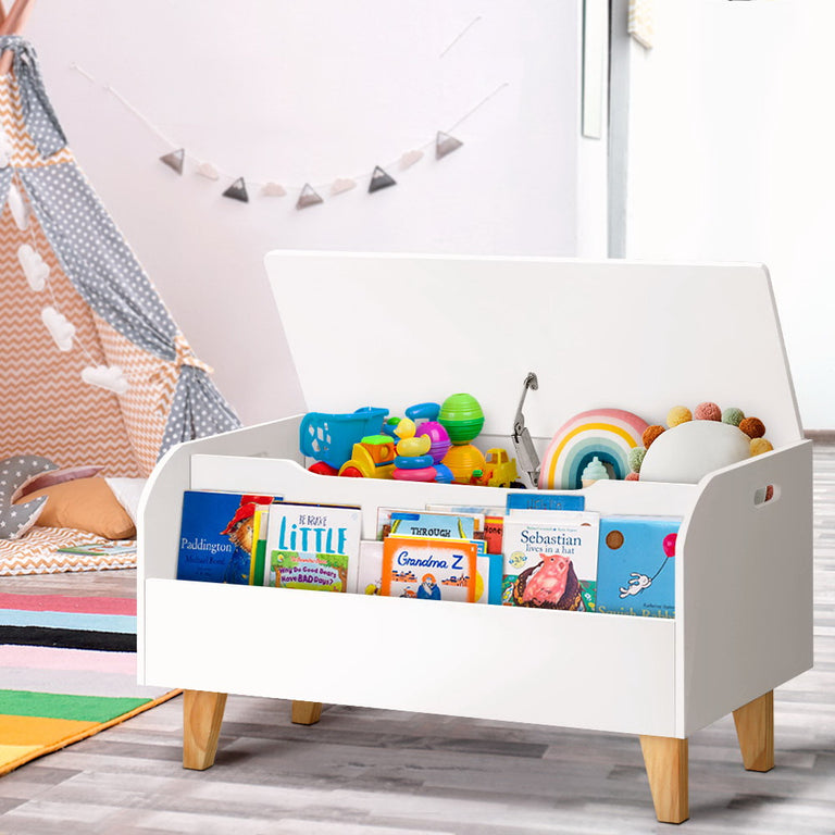 Keezi 2-in-1 Toy Box & Bookshelf – Kids Storage Chest & Bookcase – Baby ...