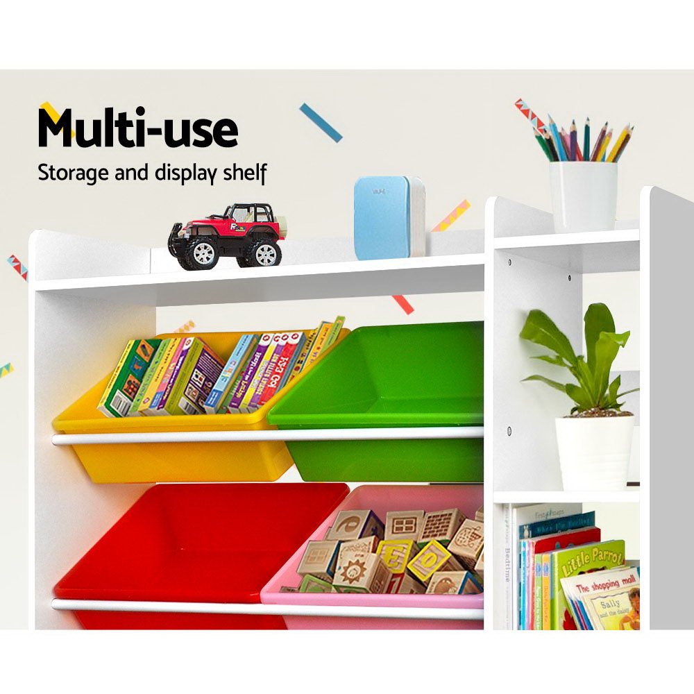 - Kids 8 Bin Toy Storage Shelf with Cabinet and Display Shelves Keezi Baby & Kids > Kid's Furniture > Kid's Bookcases & Shelves