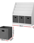 - Kids Bookshelf with 3 Storage Bins – White & Grey Keezi Kids Baby & Kids > Kid's Furniture > Kid's Bookcases & Shelves