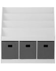 - Kids Bookshelf with 3 Storage Bins – White & Grey Keezi Kids Baby & Kids > Kid's Furniture > Kid's Bookcases & Shelves
