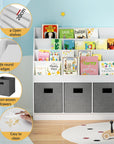- Kids Bookshelf with 3 Storage Bins – White & Grey Keezi Kids Baby & Kids > Kid's Furniture > Kid's Bookcases & Shelves