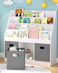 - Kids Bookshelf with 3 Storage Bins – White & Grey Keezi Kids Baby & Kids > Kid's Furniture > Kid's Bookcases & Shelves