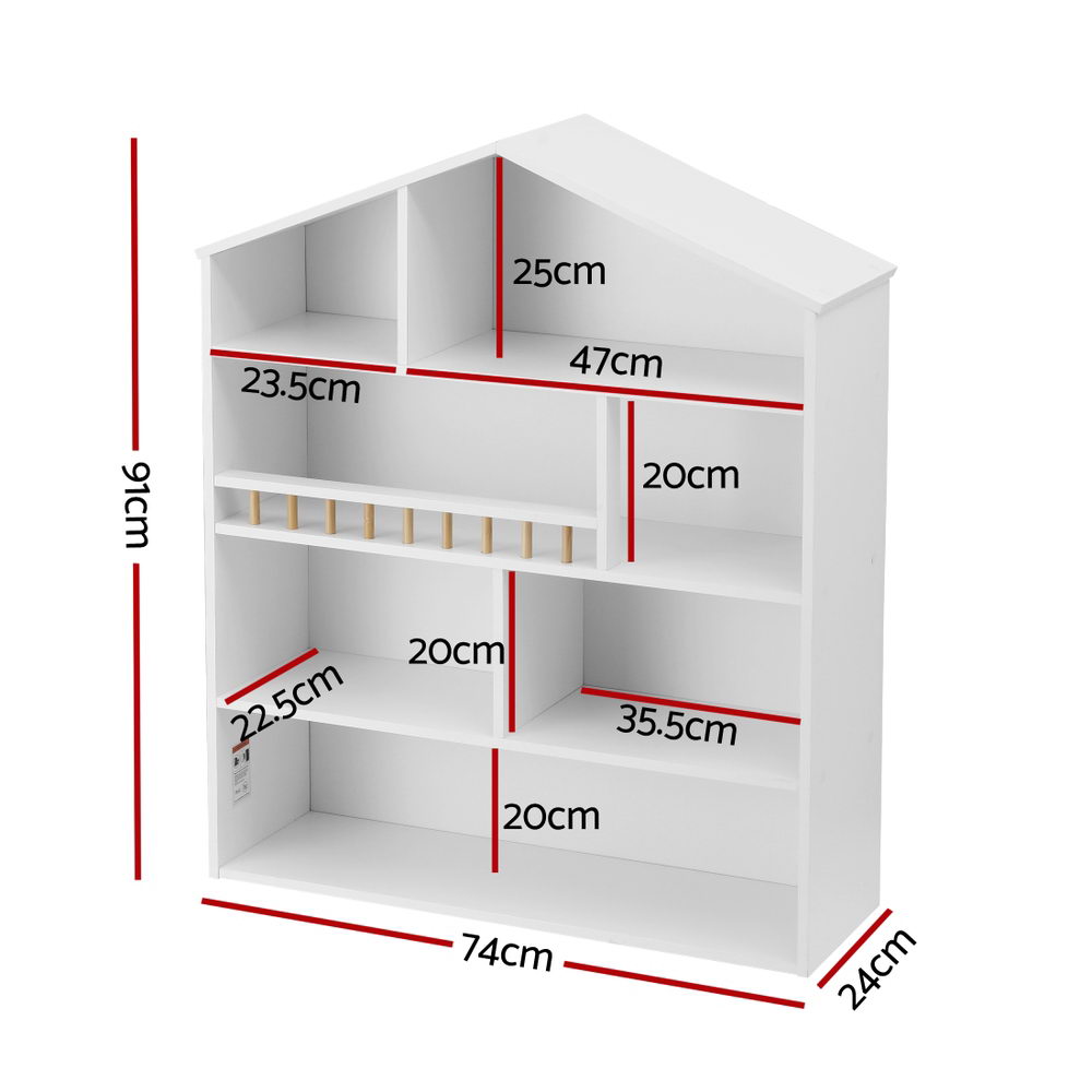 - 4-Tier Kids Bookshelf – House-Shaped Storage Organiser Keezi Kids Baby & Kids > Kid's Furniture > Kid's Bookcases & Shelves