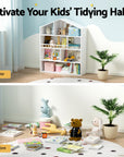 - 4-Tier Kids Bookshelf – House-Shaped Storage Organiser Keezi Kids Baby & Kids > Kid's Furniture > Kid's Bookcases & Shelves