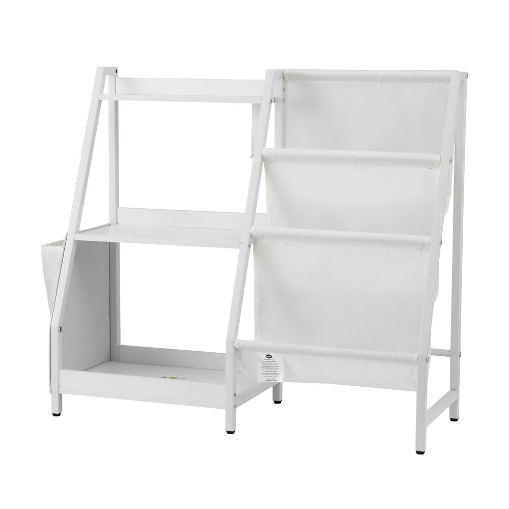 - 3-Tier Kids Bookshelf with Sling Storage – White Keezi Kids Baby & Kids > Kid's Furniture > Kid's Bookcases & Shelves