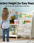 - 3-Tier Kids Bookshelf with Sling Storage – White Keezi Kids Baby & Kids > Kid's Furniture > Kid's Bookcases & Shelves