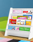 - 4-Tier Kids Bookshelf | Magazine Shelf & Bookcase Organizer – White Keezi Baby & Kids > Kid's Furniture > Kid's Bookcases & Shelves