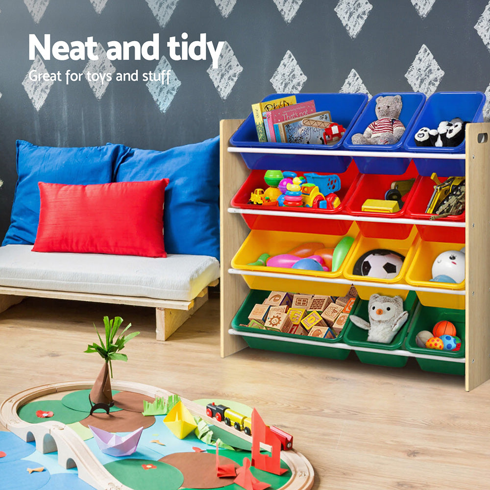 - Multi-Bin Toy Rack – 12 Removable Storage Bins for Kids Keezi Kids Baby & Kids > Kid's Furniture > Kid's Bookcases & Shelves