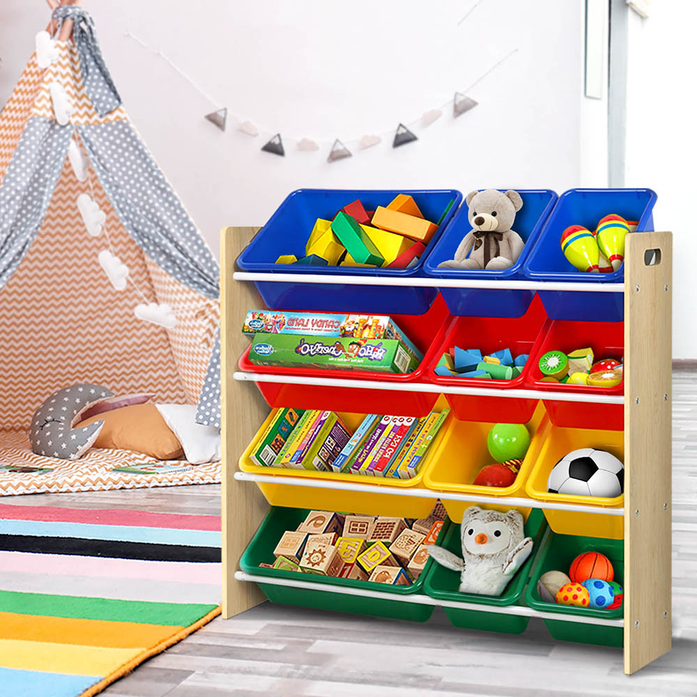 - Multi-Bin Toy Rack – 12 Removable Storage Bins for Kids Keezi Kids Baby & Kids > Kid's Furniture > Kid's Bookcases & Shelves
