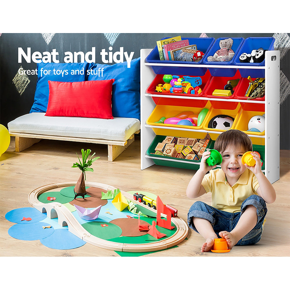 - Kids Multi-Bin Toy Storage Rack with 12 Removable Bins | Children Storage Rack Keezi Baby &amp; Kids > Kid's Furniture > Kid's Bookcases &amp; Shelves