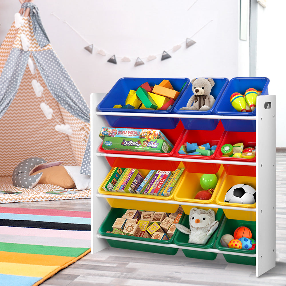 - Kids Multi-Bin Toy Storage Rack with 12 Removable Bins | Children Storage Rack Keezi Baby &amp; Kids > Kid's Furniture > Kid's Bookcases &amp; Shelves