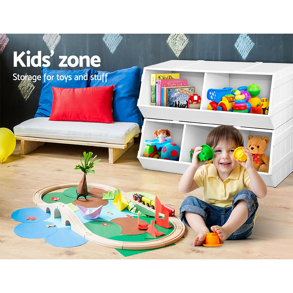 Kids Stackable Storage Rack with Open Toy Cubbies – Baby Stork