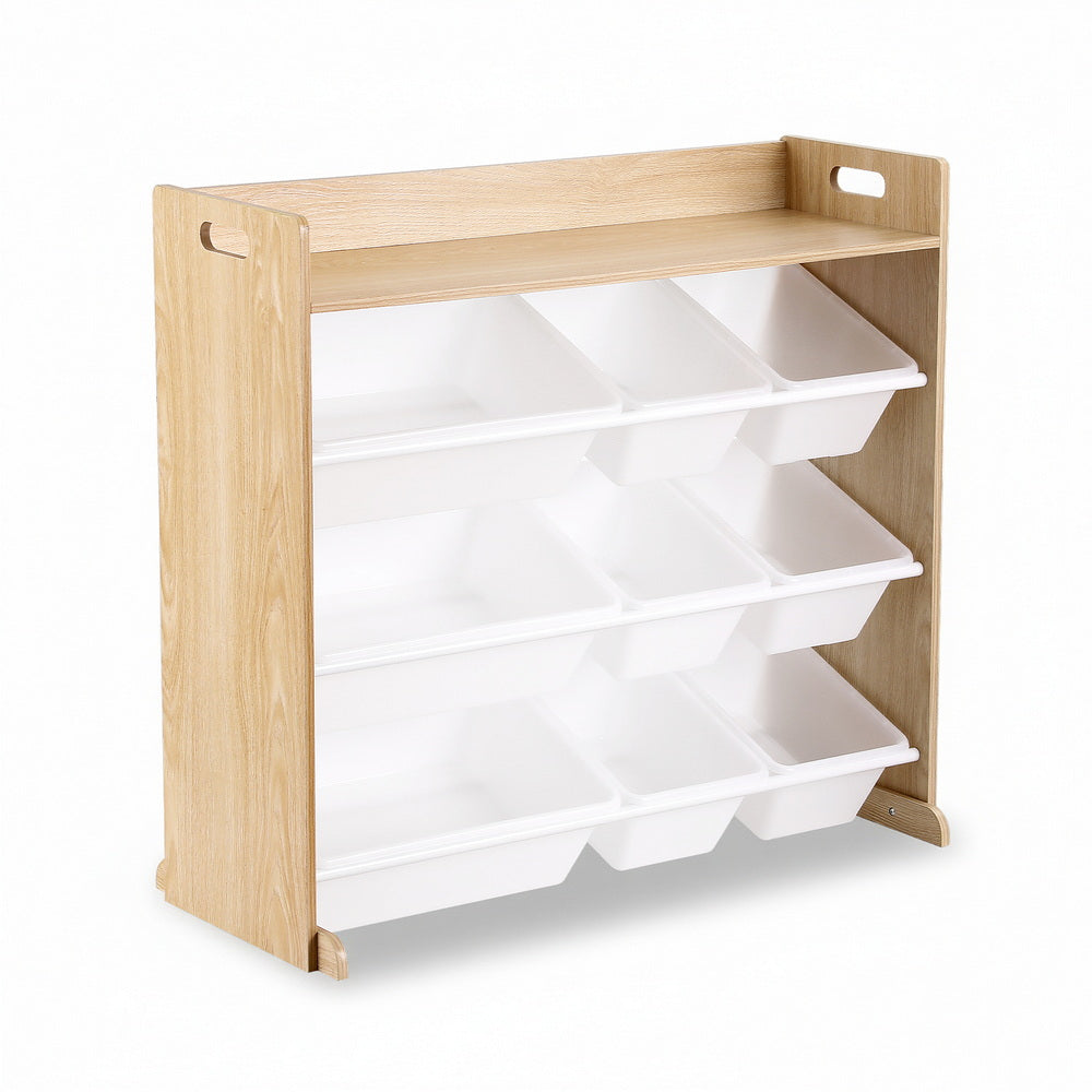 - Kids Toy Box Organiser with 9 Storage Bins – White & Wooden Keezi Kids Baby & Kids > Kid's Furniture > Toy Boxes