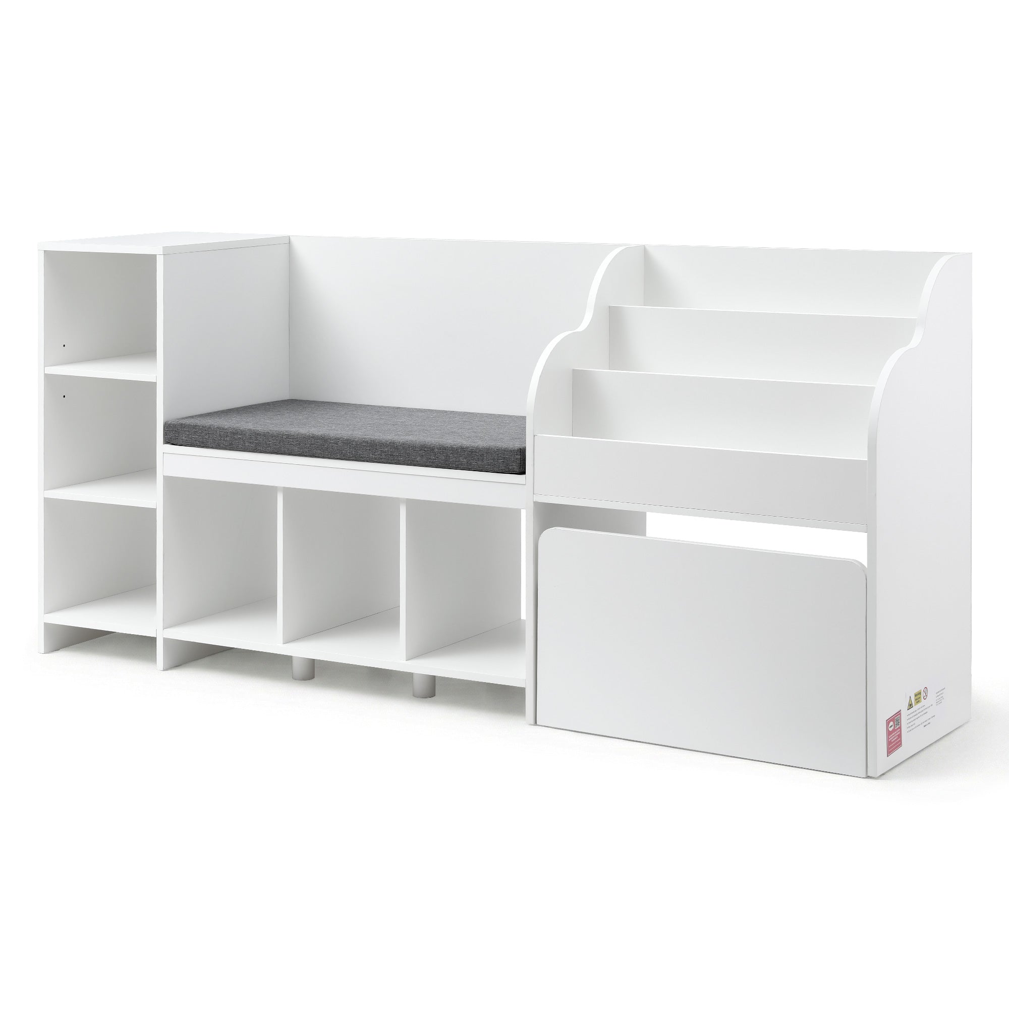 - Kids Storage Unit with Reading Bench and Toy Compartments | White Keezi Baby & Kids > Kid's Furniture > Kid's Bookcases & Shelves