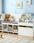 - Kids Storage Unit with Reading Bench and Toy Compartments | White Keezi Baby & Kids > Kid's Furniture > Kid's Bookcases & Shelves