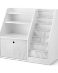 - Kids Bookshelf with Fabric Book Sling & Drawer | White Storage Organiser Keezi Baby & Kids > Kid's Furniture > Kid's Bookcases & Shelves
