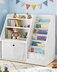 - Kids Bookshelf with Fabric Book Sling & Drawer | White Storage Organiser Keezi Baby & Kids > Kid's Furniture > Kid's Bookcases & Shelves
