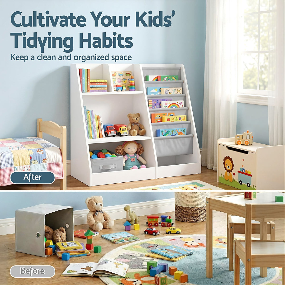 - Kids Bookshelf &amp; Toy Storage Organiser with Book Display Keezi Baby &amp; Kids > Kid's Furniture > Kid's Bookcases &amp; Shelves
