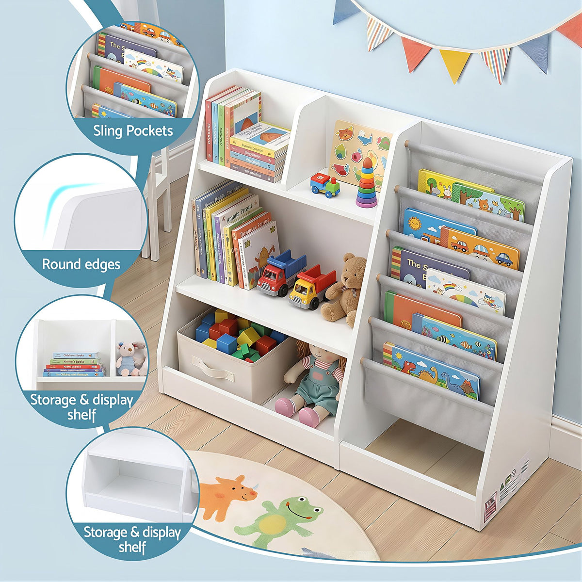 - Kids Bookshelf &amp; Toy Storage Organiser with Book Display Keezi Baby &amp; Kids > Kid's Furniture > Kid's Bookcases &amp; Shelves