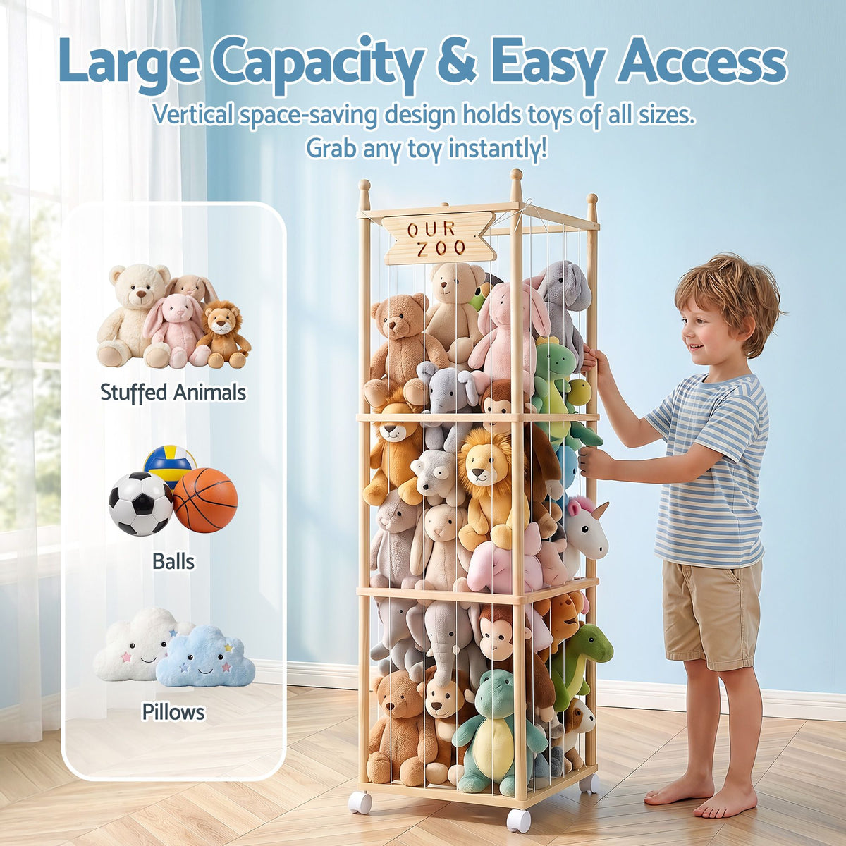 - Stuffed Animal Storage Zoo with Wheels Keezi Baby &amp; Kids > Kid's Furniture > Toy Boxes