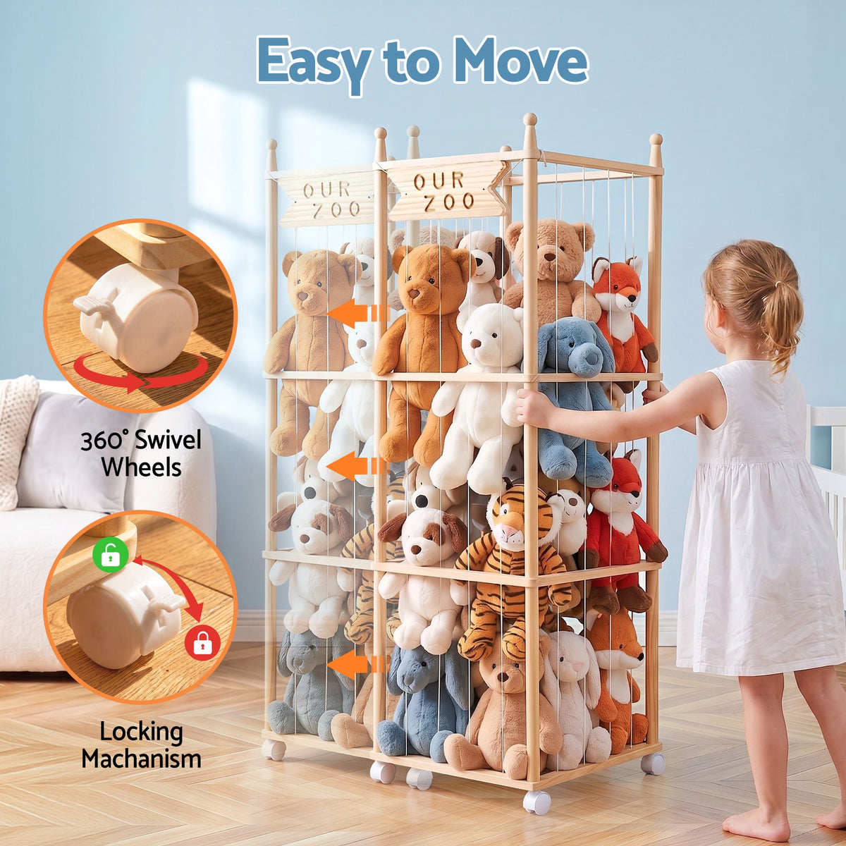 - Stuffed Animal Storage Zoo with Wheels Keezi Baby &amp; Kids > Kid's Furniture > Toy Boxes