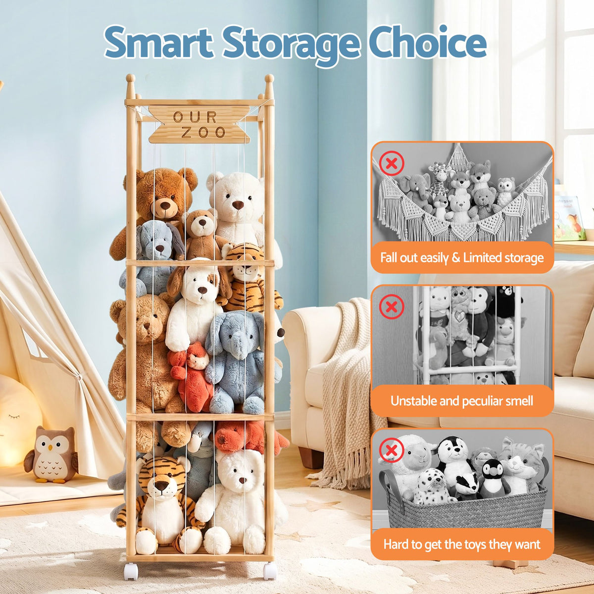 - Stuffed Animal Storage Zoo with Wheels Keezi Baby &amp; Kids > Kid's Furniture > Toy Boxes