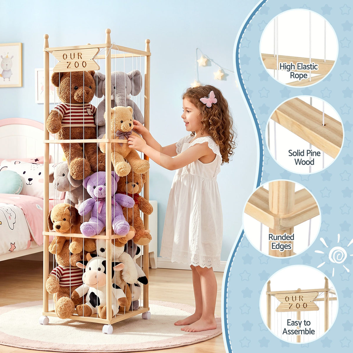 - Stuffed Animal Storage Zoo with Wheels Keezi Baby &amp; Kids > Kid's Furniture > Toy Boxes