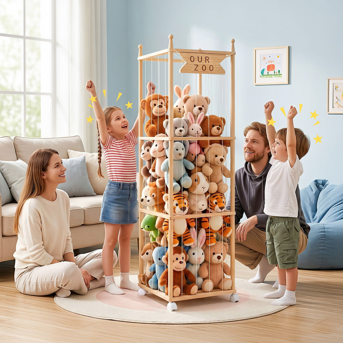 - Stuffed Animal Storage Zoo with Wheels Keezi Baby &amp; Kids > Kid's Furniture > Toy Boxes