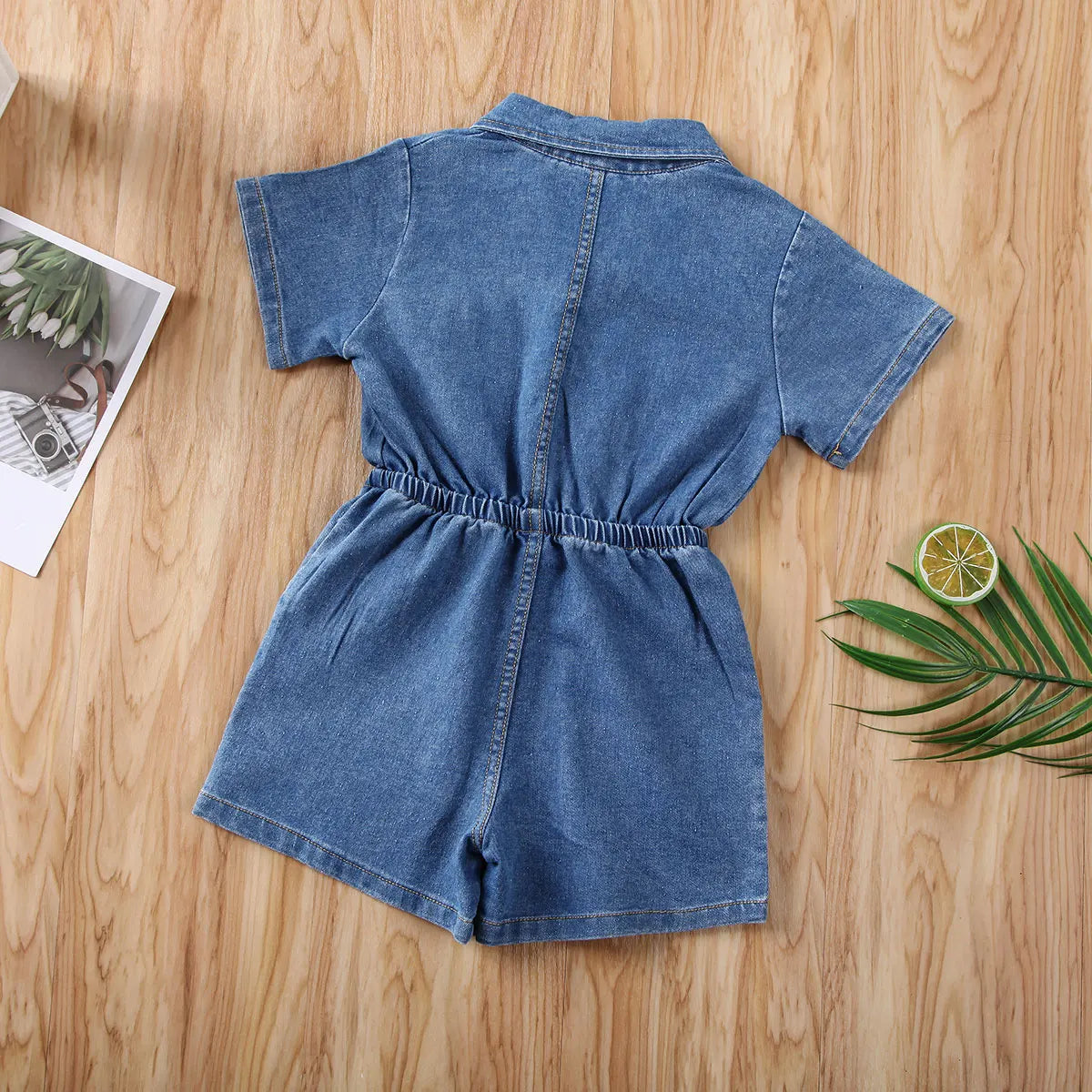 - Denim Button-Up Romper Baby Stork