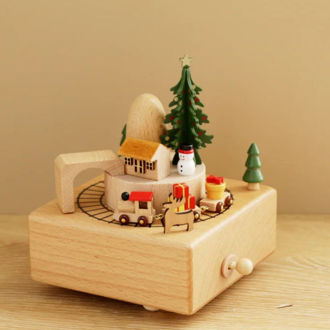 - Handcrafted Wooden Christmas Train Music Box – “We Wish You A Merry Christmas” Tune | Collectible Holiday Keepsake Gift Baby Stork Music Box
