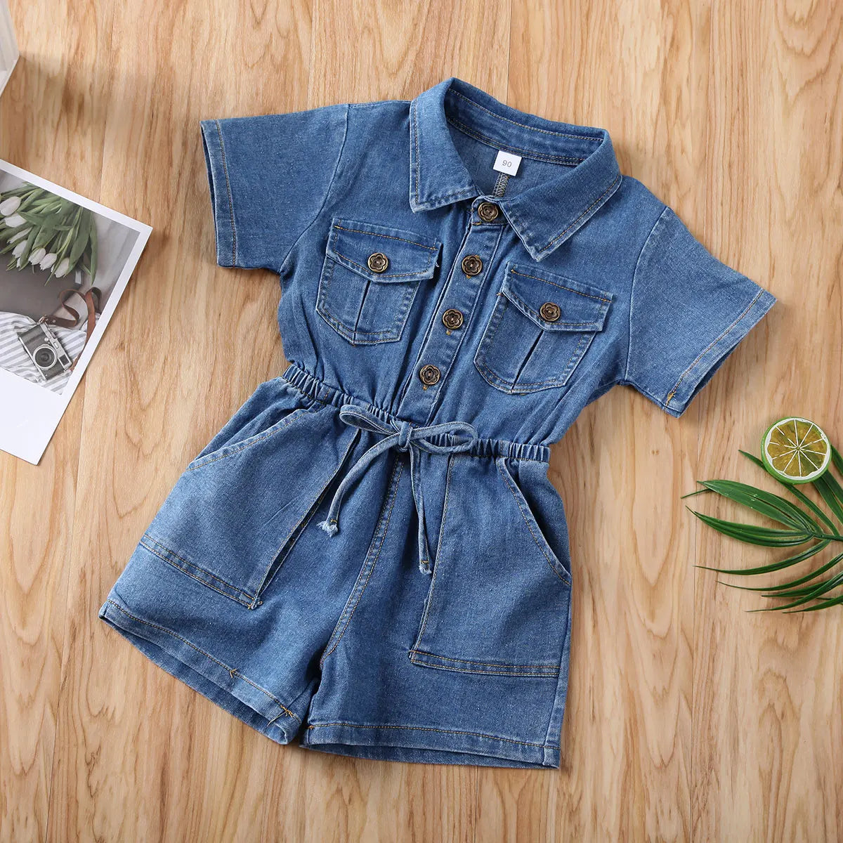 - Denim Button-Up Romper Baby Stork