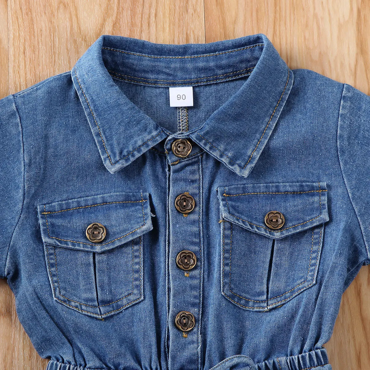 - Denim Button-Up Romper Baby Stork
