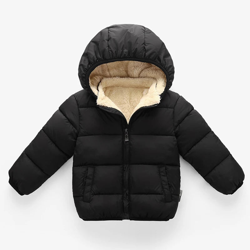 Black - Winter Thick Hooded Jacket Baby Stork