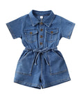 6Y - Denim Button-Up Romper Baby Stork