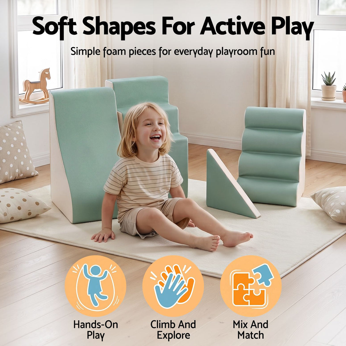 - Keezi Kids Climbing Blocks 4-Piece Foam Toddler Playset Soft Indoor Climbing Toy Rocker Baby Stork Baby &amp; Kids > Baby &amp; Kid's Toys > Activity Toys