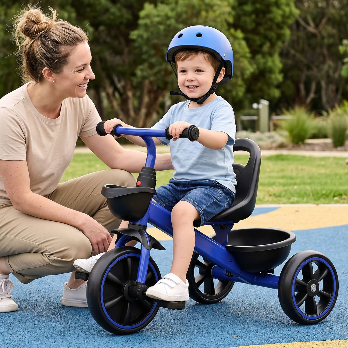 - RIGO Tricycle Bike, Kids Bike with 3 wheels, basket Carbon Steel 68cm Blue Baby Stork Baby &amp; Kids > Ride On Cars, Go-karts &amp; Bikes > Bikes &amp; Scooters