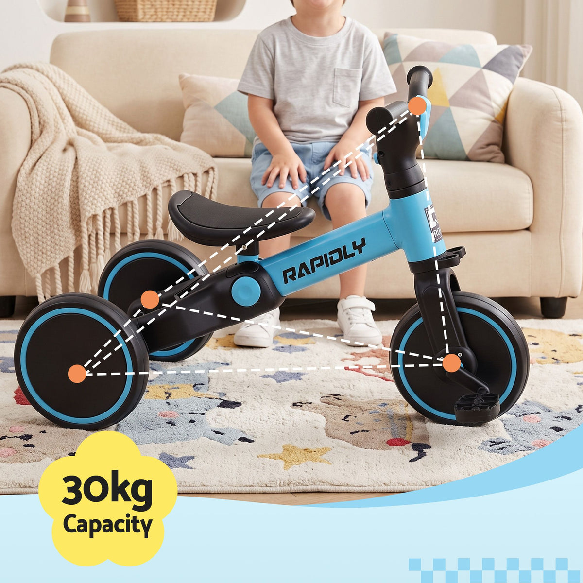 - RIGO Tricycle Bike, Kids Bike with 3 wheels, Carbon Steel 70cm Blue Baby Stork Baby &amp; Kids > Ride On Cars, Go-karts &amp; Bikes > Bikes &amp; Scooters