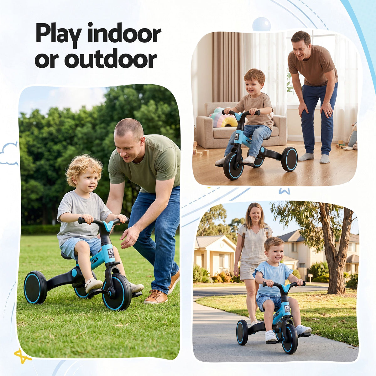 - RIGO Tricycle Bike, Kids Bike with 3 wheels, Carbon Steel 70cm Blue Baby Stork Baby &amp; Kids > Ride On Cars, Go-karts &amp; Bikes > Bikes &amp; Scooters