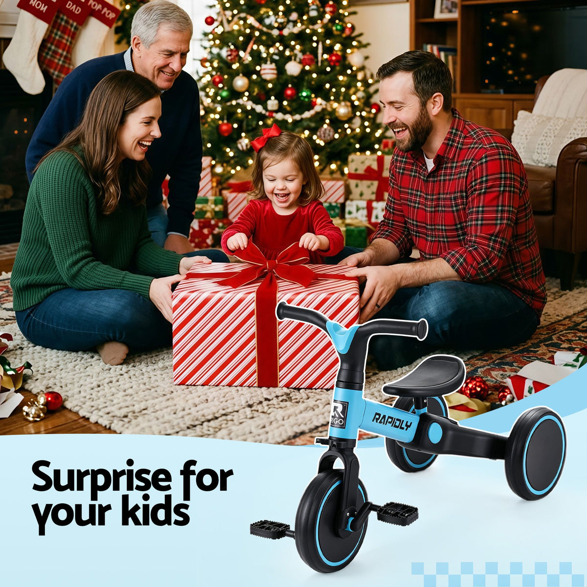 - RIGO Tricycle Bike, Kids Bike with 3 wheels, Carbon Steel 70cm Blue Baby Stork Baby &amp; Kids > Ride On Cars, Go-karts &amp; Bikes > Bikes &amp; Scooters