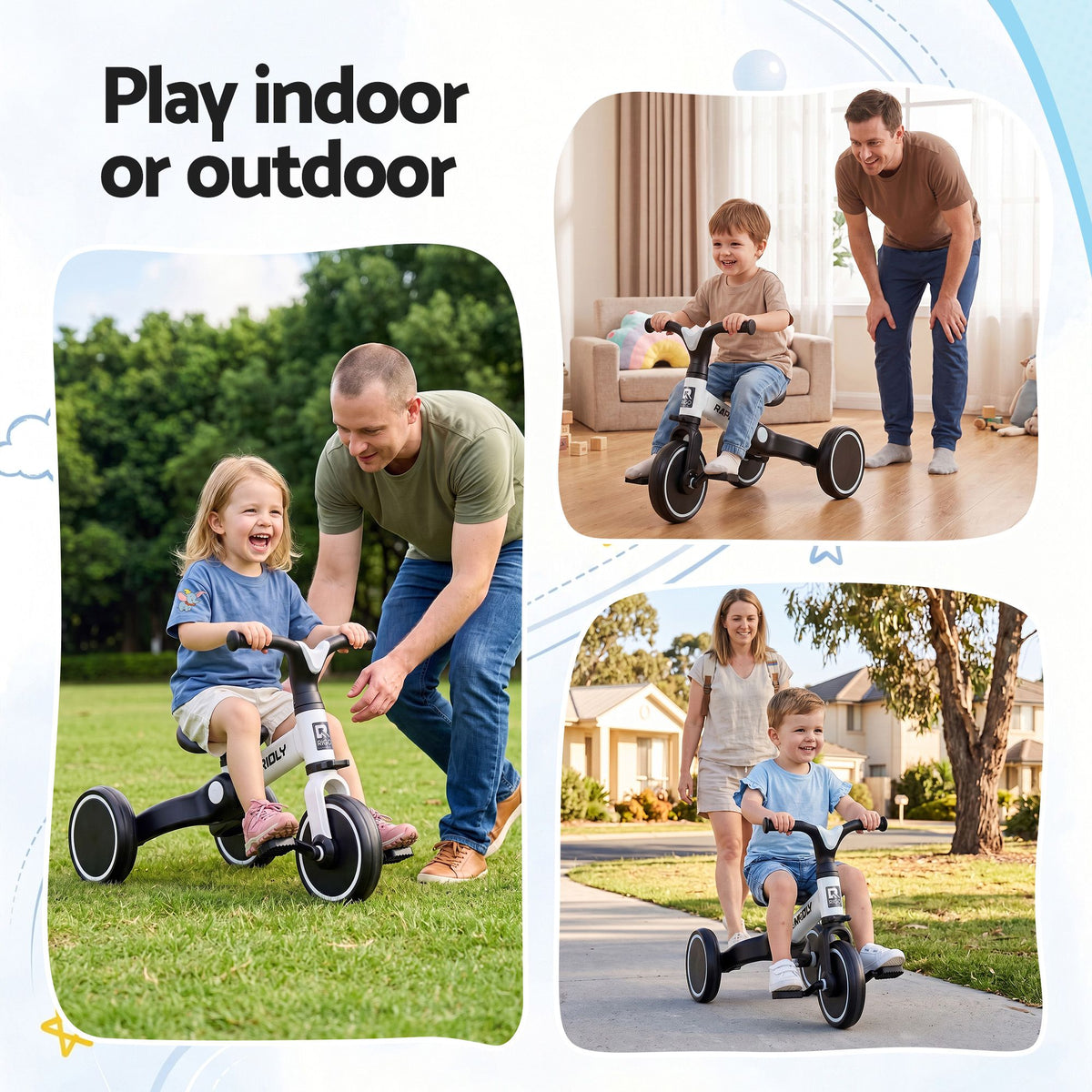 - RIGO Tricycle Bike, Kids Bike with 3 wheels, Carbon Steel 70cm White Baby Stork Baby &amp; Kids > Ride On Cars, Go-karts &amp; Bikes > Bikes &amp; Scooters