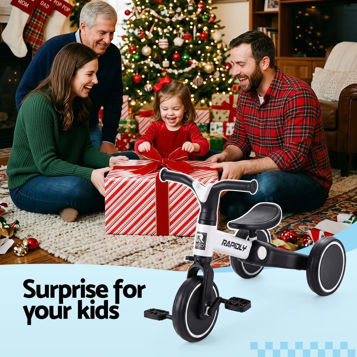 - RIGO Tricycle Bike, Kids Bike with 3 wheels, Carbon Steel 70cm White Baby Stork Baby &amp; Kids > Ride On Cars, Go-karts &amp; Bikes > Bikes &amp; Scooters