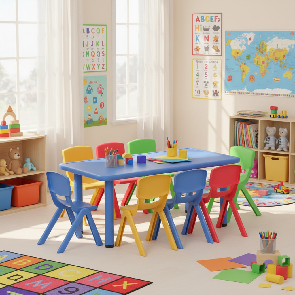 - 9 Piece Kids Activity Table &amp; 8 Chairs Set Keezi Baby &amp; Kids > Kid's Furniture > Kid's Desks