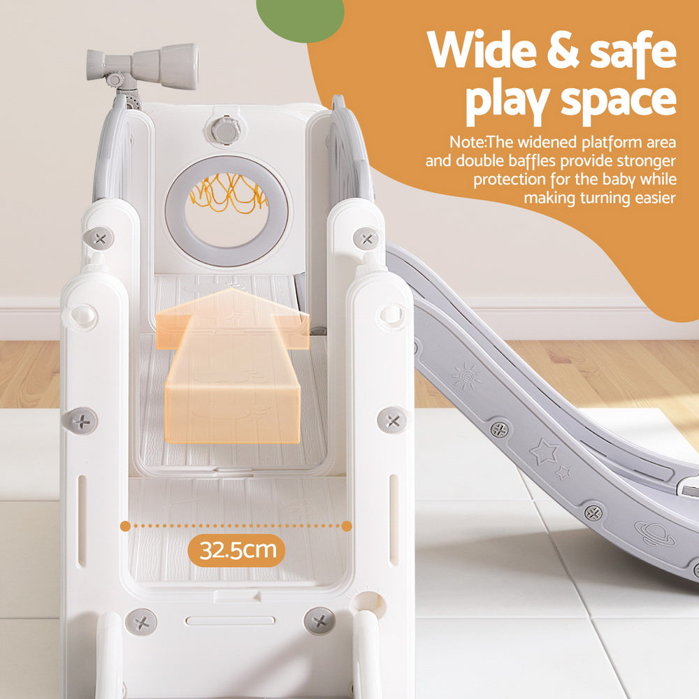 - Keezi Kids Slide Play Centre with Ball Hoop - Grey & White KINGSTON Baby & Kids > Baby & Kid's Toys > Outdoor Play Equipment